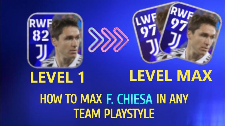 How to train players in efootball 2022 mobile level up F. CHIESA max level max rating seo vpnpes