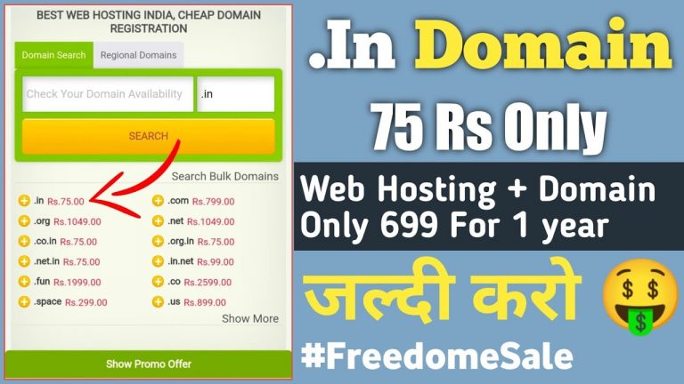 .In Domain Just 75RS Only || Cheap Domain Offer | Web-hosting + Domain Only 699
