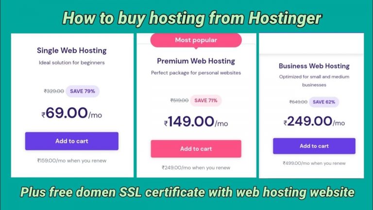 buy hosting from hostinger Plus free domain with Web hosting for your website SSL Certificate