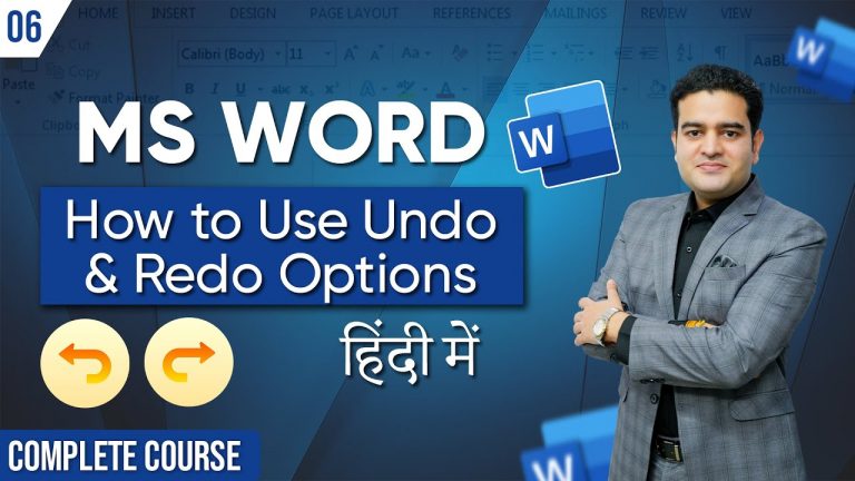 How To Use Undo and Redo Options In MS Word in Hindi | Microsoft Word Full Course mswordcourse