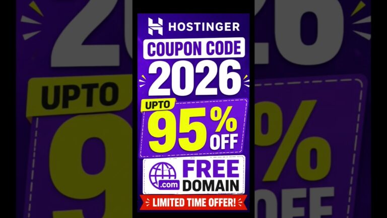 Hostinger Coupon Code 2026 | Get upto 95% off | Get free Domain | Hostinger promo code 2026
